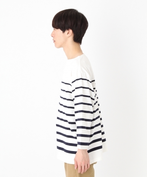 niko and...（ニコアンド）の「バスクボーダー7分袖プルオーバー【niko and ...】（Tシャツ/カットソー・メンズ・ブラック/ブルー/オフホワイト/ピンク・LARGE/MEDIUM）」の12枚目の写真