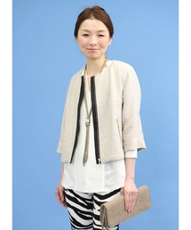 リネンツイル ノーカラージャケット