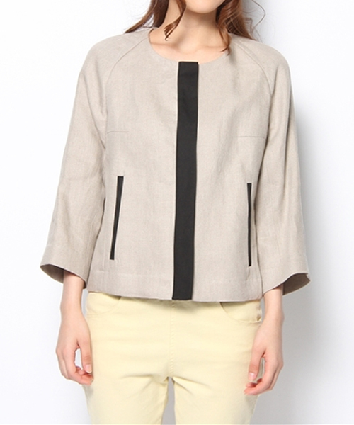 FIGARO Paris（フィガロパリ）の「リネンツイル ノーカラージャケット（ノーカラージャケット・レディース・アイボリー・36）」の2枚目の写真