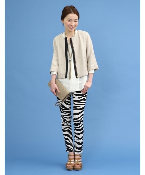 FIGARO Paris（フィガロパリ）の「リネンツイル ノーカラージャケット（ノーカラージャケット・レディース・アイボリー・36）」の13枚目の写真