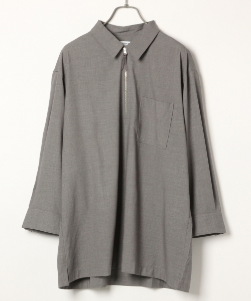 GLOBAL WORK(グローバルワーク)の「TRハーフZIPシャツプルオーバー/801559(シャツ/ブラウス・メンズ・ネイビー/ワインレッド/グレー・MEDIUM/LARGE)」の2枚目の写真