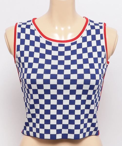 チェッカーニットタンク タンクトップ Vibgyor Mouse トップス Six Women ヴィブジョー ウィメン のファッション Vibgyor タンクトップ セール