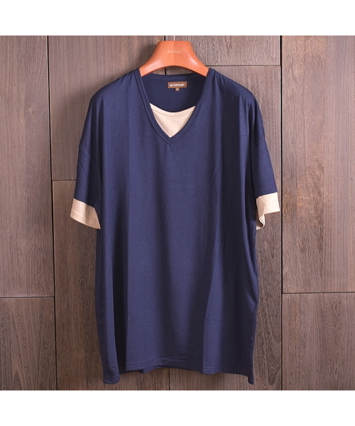 ARCHIVER(アーカイバ)の「【Bl】フェイクVネック半袖カットソー 無地(Tシャツ/カットソー・レディース・チャコールグレー/カーキ/ピンク/マルチ/ブラック・MEDIUM/LARGE)」の10枚目の写真