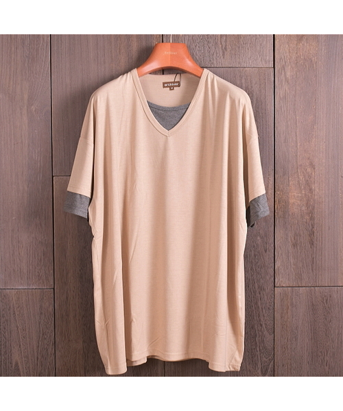 ARCHIVER(アーカイバ)の「【Bl】フェイクVネック半袖カットソー 無地(Tシャツ/カットソー・レディース・チャコールグレー/カーキ/ピンク/マルチ/ブラック・MEDIUM/LARGE)」の13枚目の写真