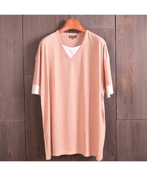 ARCHIVER(アーカイバ)の「【Bl】フェイクVネック半袖カットソー 無地(Tシャツ/カットソー・レディース・チャコールグレー/カーキ/ピンク/マルチ/ブラック・MEDIUM/LARGE)」の14枚目の写真