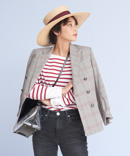 Rouge vif(ルージュヴィフ)の「チェックダブルジャケット(テーラードジャケット)」|レッド