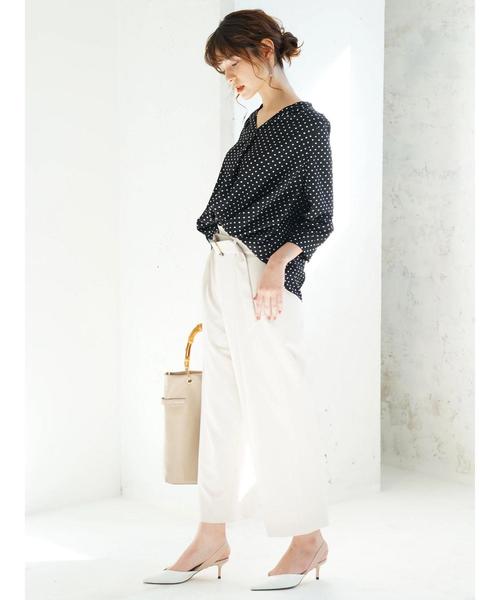 YECCA VECCA(イェッカヴェッカ)の「P.ダブルクロスワイドパンツ(その他パンツ・レディース・ネイビー/カーキ/ライトベージュ・SMALL/MEDIUM)」の4枚目の写真