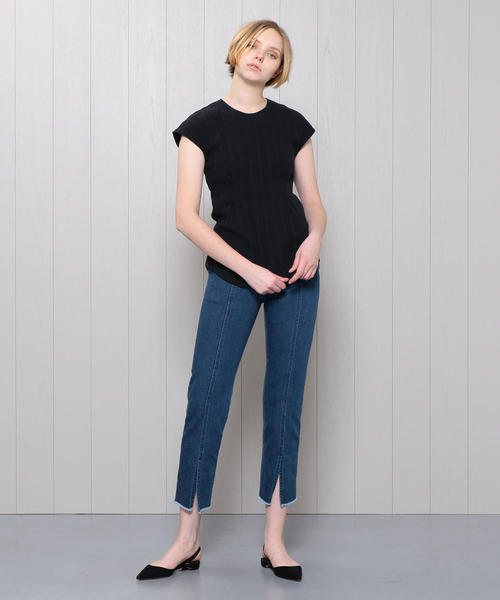 BEAUTY&YOUTH UNITED ARROWS(ビューティーアンドユースユナイテッドアローズ)の「<R JUBILEE>RIB FRENCH SLEEVE PULLOVER/カットソー. о(Tシャツ/カットソー・レディース・ライム/ネイビー/ホワイト/ブラウン・MEDIUM)」の7枚目の写真