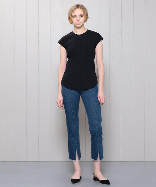 BEAUTY&YOUTH UNITED ARROWS(ビューティーアンドユースユナイテッドアローズ)の「<R JUBILEE>RIB FRENCH SLEEVE PULLOVER/カットソー. о(Tシャツ/カットソー・レディース・ライム/ネイビー/ホワイト/ブラウン・MEDIUM)」の8枚目の写真