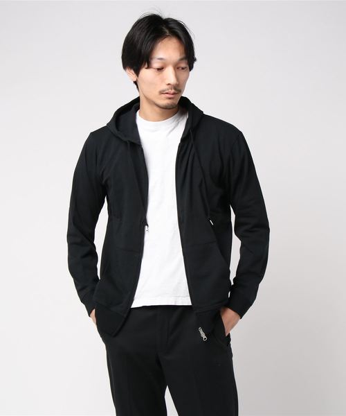 PARKS TOKYO SELECT(パークストウキョウセレクト)の「【BS】天竺空紡糸ジップアップパーカー(パーカー・メンズ・ブラック/ベージュ/ネイビー/杢グレー・MEDIUM/LARGE)」の1枚目の写真