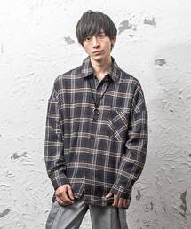 長袖 チェック ドルマンスリーブ ルーズシルエット シャツ