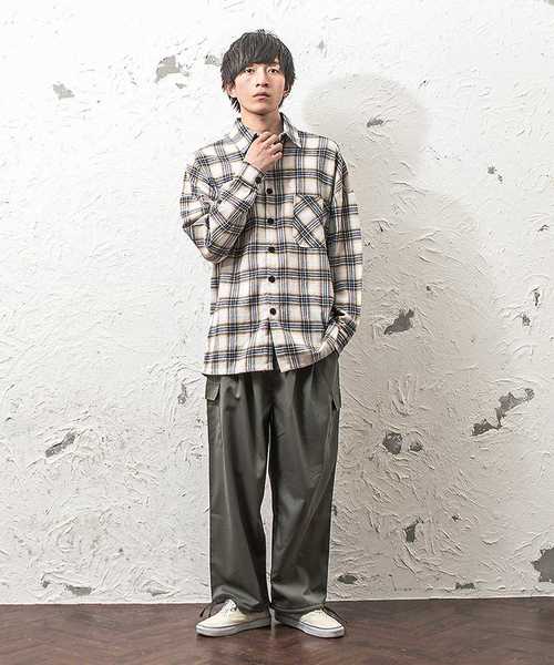 MinoriTY(マイノリティ)の「長袖 チェック ドルマンスリーブ ルーズシルエット シャツ(シャツ/ブラウス・メンズ・ブラック/ベージュ/レッド・M/L)」の5枚目の写真