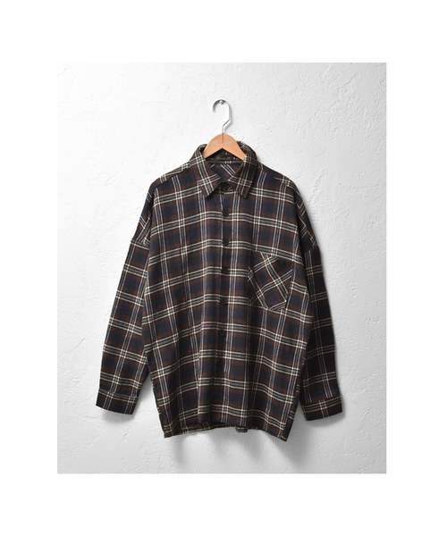 MinoriTY(マイノリティ)の「長袖 チェック ドルマンスリーブ ルーズシルエット シャツ(シャツ/ブラウス・メンズ・ブラック/ベージュ/レッド・M/L)」の7枚目の写真