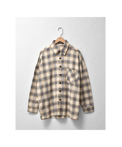 MinoriTY(マイノリティ)の「長袖 チェック ドルマンスリーブ ルーズシルエット シャツ(シャツ/ブラウス・メンズ・ブラック/ベージュ/レッド・M/L)」の8枚目の写真