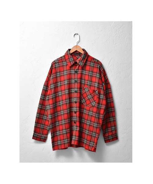 MinoriTY(マイノリティ)の「長袖 チェック ドルマンスリーブ ルーズシルエット シャツ(シャツ/ブラウス・メンズ・ブラック/ベージュ/レッド・M/L)」の9枚目の写真