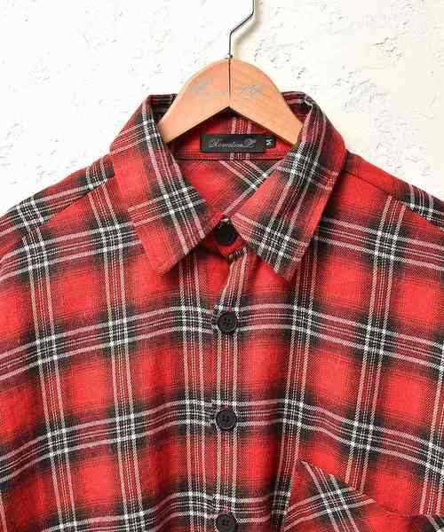 MinoriTY(マイノリティ)の「長袖 チェック ドルマンスリーブ ルーズシルエット シャツ(シャツ/ブラウス・メンズ・ブラック/ベージュ/レッド・M/L)」の10枚目の写真