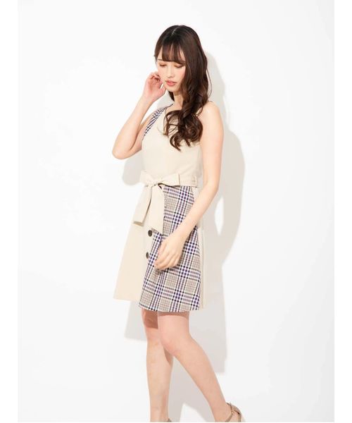 Be Radiance ビーラディエンス の チェック 無地トレンチワンピース ワンピース Wear Be Radiance ビーラディエンス の チェック 無地トレンチワンピース ワンピース Wear