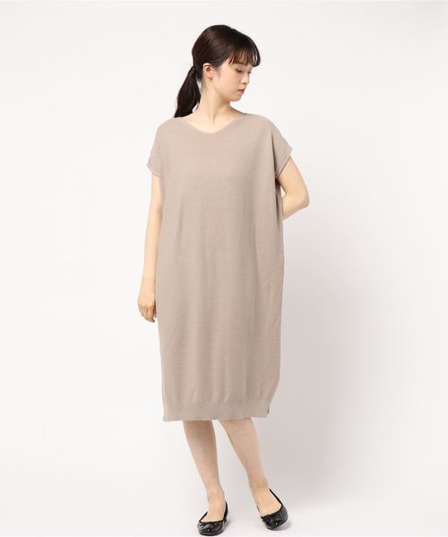 AMERICAN HOLIC（アメリカンホリック）の「Vネックコクーンガーターニットワンピース＊（ワンピース・レディース・ネイビー/ベージュ系その他/その他7・M/L）」の6枚目の写真