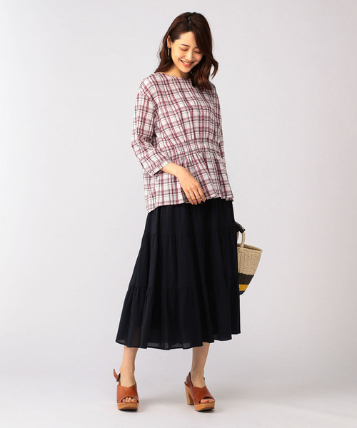 DECOY SINCE 1981(デコイシンスイチキュウハチイチ)の「シャーリングチェックブラウス(シャツ/ブラウス・レディース・レッド/マスタード/ネイビー・11号/9号/13号)」の4枚目の写真