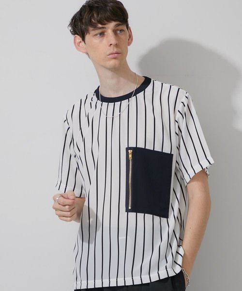 STUDIOUS（ステュディオス）の「【STUDIOUS】布帛ストライププルオーバー【ZOZO限定アイテム】（Tシャツ/カットソー・メンズ・ホワイト/ブラック・1/2/3）」の16枚目の写真