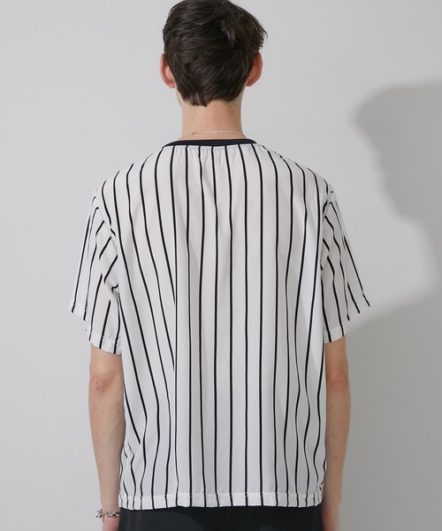 STUDIOUS（ステュディオス）の「【STUDIOUS】布帛ストライププルオーバー【ZOZO限定アイテム】（Tシャツ/カットソー・メンズ・ホワイト/ブラック・1/2/3）」の6枚目の写真