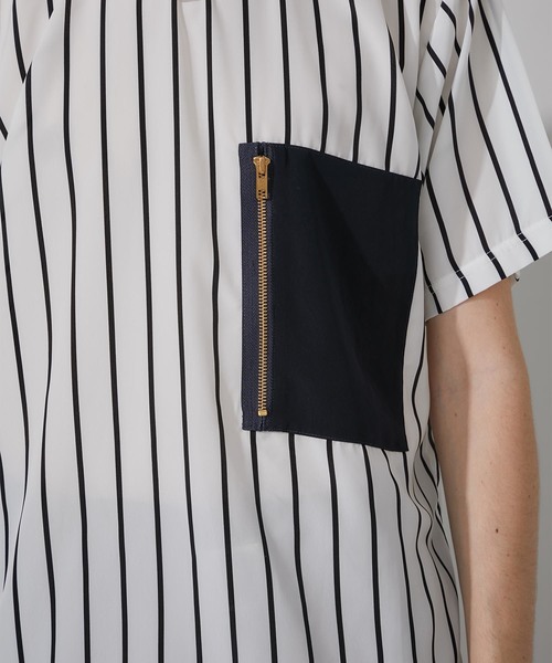 STUDIOUS（ステュディオス）の「【STUDIOUS】布帛ストライププルオーバー【ZOZO限定アイテム】（Tシャツ/カットソー・メンズ・ホワイト/ブラック・1/2/3）」の15枚目の写真