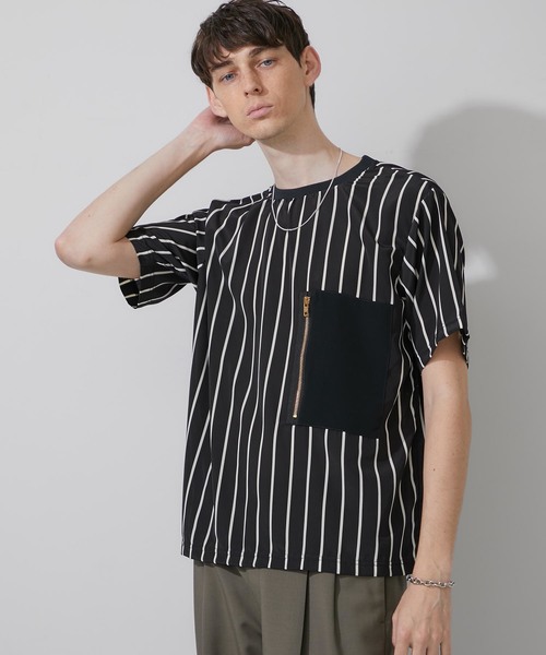 STUDIOUS（ステュディオス）の「【STUDIOUS】布帛ストライププルオーバー【ZOZO限定アイテム】（Tシャツ/カットソー・メンズ・ホワイト/ブラック・1/2/3）」の18枚目の写真