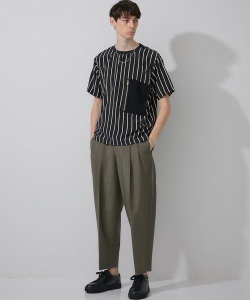 STUDIOUS（ステュディオス）の「【STUDIOUS】布帛ストライププルオーバー【ZOZO限定アイテム】（Tシャツ/カットソー・メンズ・ホワイト/ブラック・1/2/3）」の8枚目の写真