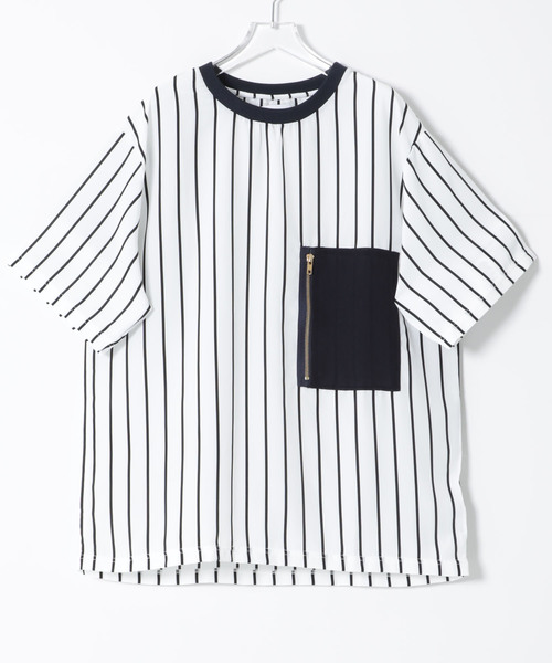 STUDIOUS（ステュディオス）の「【STUDIOUS】布帛ストライププルオーバー【ZOZO限定アイテム】（Tシャツ/カットソー・メンズ・ホワイト/ブラック・1/2/3）」の20枚目の写真