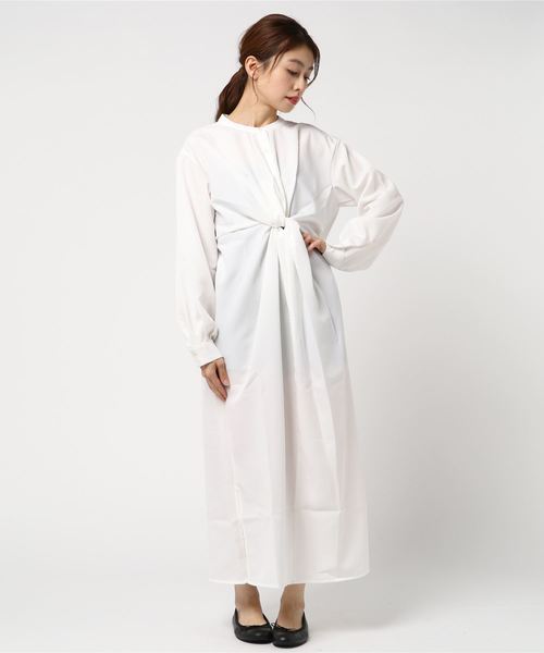 STYLEBLOCK(スタイルブロック)の「Eツイルフロントツイストシャツマキシワンピース(シャツワンピース・レディース・ライトベージュ/ホワイト/ブラック/グリーン/ベージュ・M)」の2枚目の写真