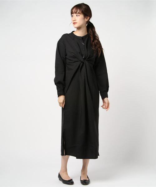 STYLEBLOCK(スタイルブロック)の「Eツイルフロントツイストシャツマキシワンピース(シャツワンピース・レディース・ライトベージュ/ホワイト/ブラック/グリーン/ベージュ・M)」の3枚目の写真