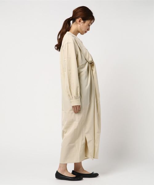 STYLEBLOCK(スタイルブロック)の「Eツイルフロントツイストシャツマキシワンピース(シャツワンピース・レディース・ライトベージュ/ホワイト/ブラック/グリーン/ベージュ・M)」の6枚目の写真