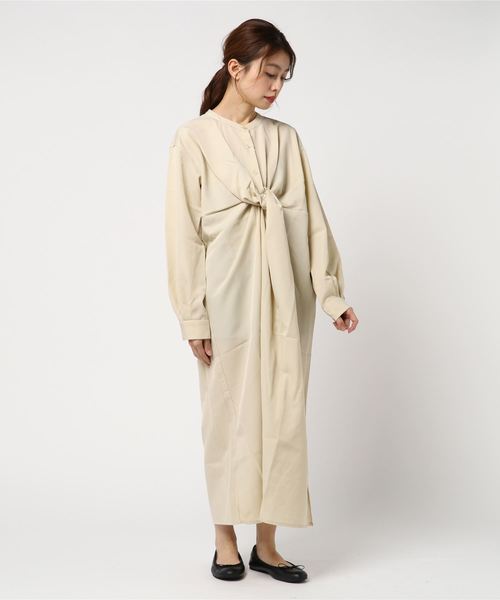 STYLEBLOCK(スタイルブロック)の「Eツイルフロントツイストシャツマキシワンピース(シャツワンピース・レディース・ライトベージュ/ホワイト/ブラック/グリーン/ベージュ・M)」の8枚目の写真