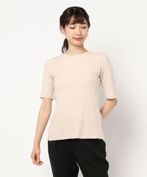 バックリボン五分袖カットソー