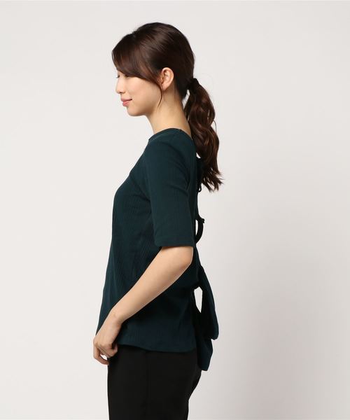 KOBE LETTUCE(コウベレタス)の「バックリボン五分袖カットソー(Tシャツ/カットソー・レディース・ブラック/ダークグリーン/ベージュ/ブラウン/レンガ・FREE)」の11枚目の写真