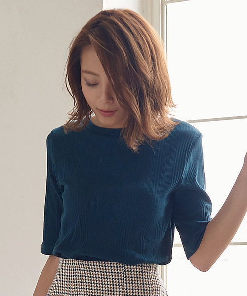 KOBE LETTUCE(コウベレタス)の「バックリボン五分袖カットソー(Tシャツ/カットソー・レディース・ブラック/ダークグリーン/ベージュ/ブラウン/レンガ・FREE)」の4枚目の写真