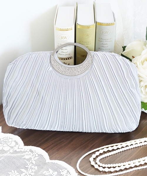 SOIR DOLCEシルバー サテン アンサンブルドレスバック付持ち運び用バック セール】パーティーバッグ 結婚式 バッグ 大きめ ショルダー