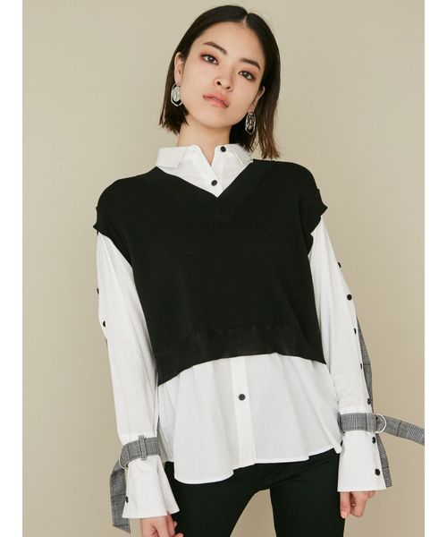 Emoda エモダ の ドッキングニットベストシャツ シャツ ブラウス Wear
