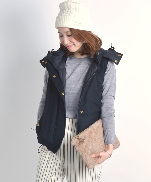 SHIPS for women(シップスフォーウィメン)の「無地 リバーシブルダウンベスト◇(ダウンベスト・レディース・ブラック/ネイビー・38/36)」の17枚目の写真