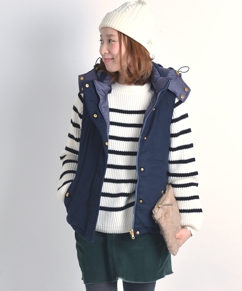 SHIPS for women(シップスフォーウィメン)の「無地 リバーシブルダウンベスト◇(ダウンベスト・レディース・ブラック/ネイビー・38/36)」の18枚目の写真