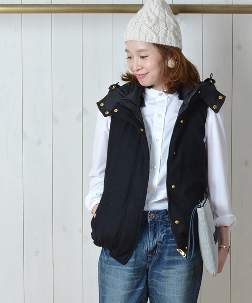 SHIPS for women(シップスフォーウィメン)の「無地 リバーシブルダウンベスト◇(ダウンベスト・レディース・ブラック/ネイビー・38/36)」の14枚目の写真