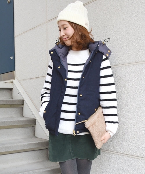 SHIPS for women(シップスフォーウィメン)の「無地 リバーシブルダウンベスト◇(ダウンベスト・レディース・ブラック/ネイビー・38/36)」の16枚目の写真