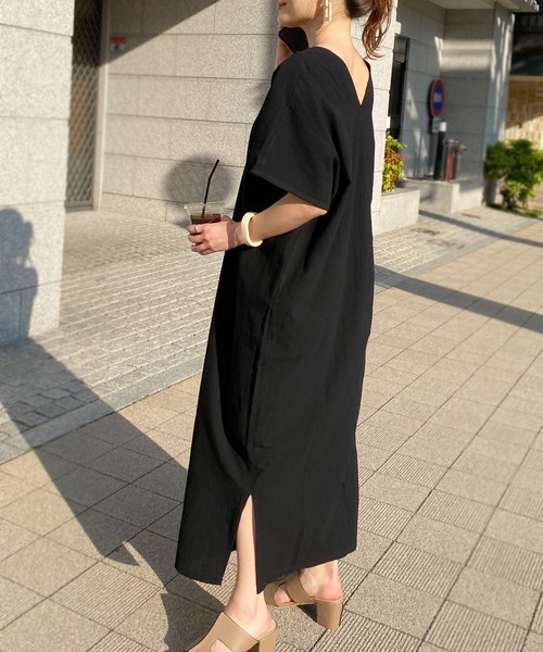 KOBE LETTUCE（コウベレタス）の「リネンタッチコクーンワンピース（ワンピース・レディース・アイボリー/ベージュ/ライトカーキ/オレンジ/ブラック/ブラウン・FREE）」の8枚目の写真