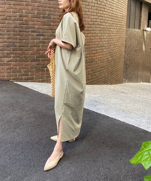 KOBE LETTUCE（コウベレタス）の「リネンタッチコクーンワンピース（ワンピース・レディース・アイボリー/ベージュ/ライトカーキ/オレンジ/ブラック/ブラウン・FREE）」の9枚目の写真