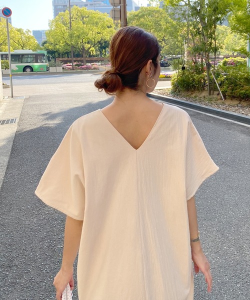 KOBE LETTUCE（コウベレタス）の「リネンタッチコクーンワンピース（ワンピース・レディース・アイボリー/ベージュ/ライトカーキ/オレンジ/ブラック/ブラウン・FREE）」の10枚目の写真