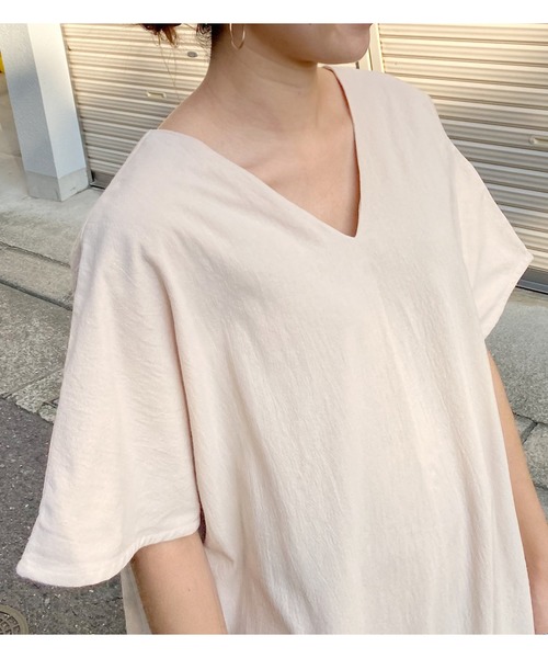 KOBE LETTUCE（コウベレタス）の「リネンタッチコクーンワンピース（ワンピース・レディース・アイボリー/ベージュ/ライトカーキ/オレンジ/ブラック/ブラウン・FREE）」の11枚目の写真