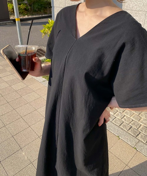 KOBE LETTUCE（コウベレタス）の「リネンタッチコクーンワンピース（ワンピース・レディース・アイボリー/ベージュ/ライトカーキ/オレンジ/ブラック/ブラウン・FREE）」の19枚目の写真