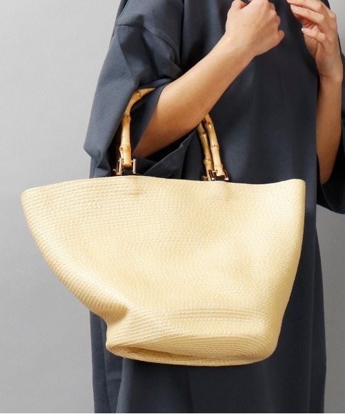 EBLOUNA(エブローナ)の「【Eblouna】バンブーハンドル グログランテープ メッシュバッグ(トートバッグ・レディース・グリーン/ブラック/グレー/ベージュ・FREE)」の13枚目の写真
