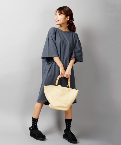 EBLOUNA(エブローナ)の「【Eblouna】バンブーハンドル グログランテープ メッシュバッグ(トートバッグ・レディース・グリーン/ブラック/グレー/ベージュ・FREE)」の17枚目の写真