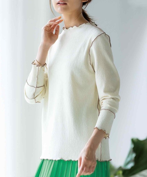 RANAN(ラナン)の「配色トリミングプルオーバー(Tシャツ/カットソー・レディース・ブラック/ベージュ系その他/ブルー・M/3L/L/LL)」の15枚目の写真